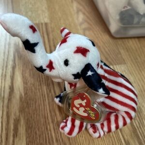 Ty Patriotic Star & Stripe Elephant Plush - Red, White, Blue